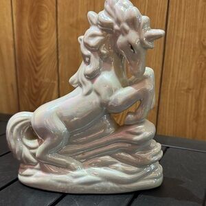 Vintage Retro Majestic Iridescent Unicorn Ceramic Sculpture Figurine